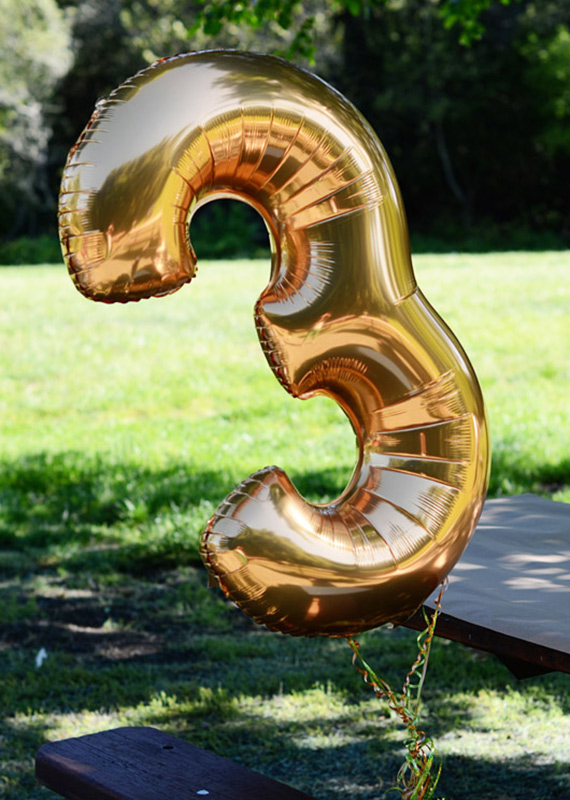 Gold mylar number birthday balloon  | 100 Layer Cakelet