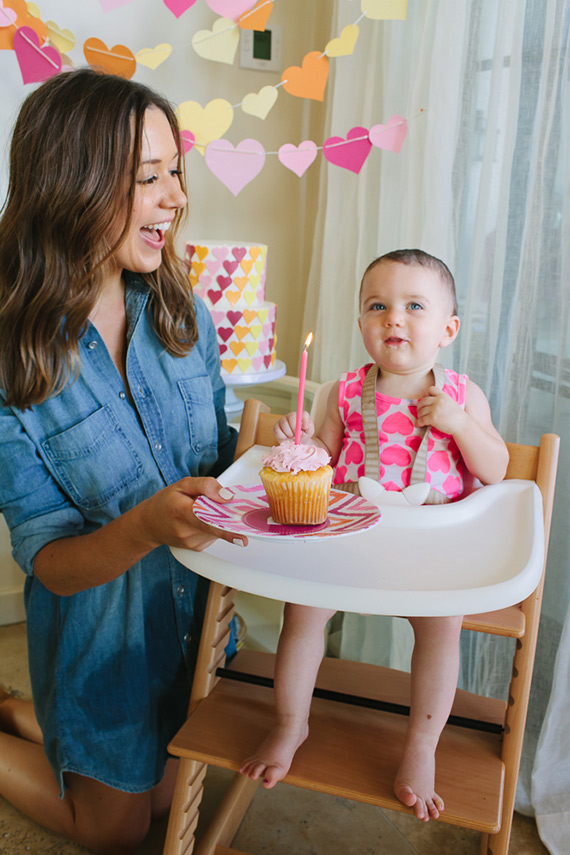 Heart-themed first birthday for Phoebe | Camille Styles | 100 Layer Cakelet