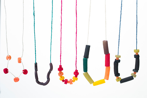 DIY dyed pasta necklaces | photos by Scott Clark | See more on 100 Layer Cakelet