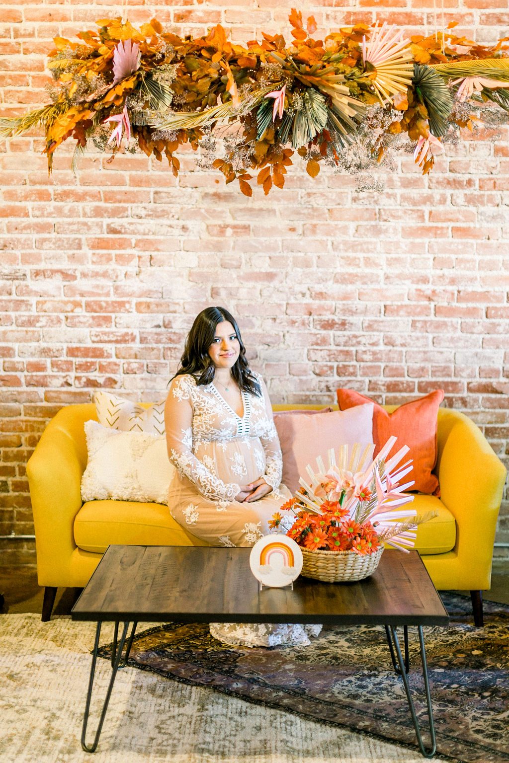 Friendsgiving inspired baby shower with autumn jewel tones