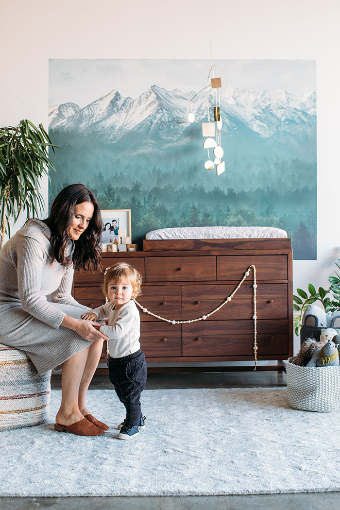 Sophisticated modern neutral nursery with Crate and Kids on 100 Layer Cakelet